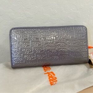 NWT Folli Follie PVC long wallet Metallic Lilac Purple